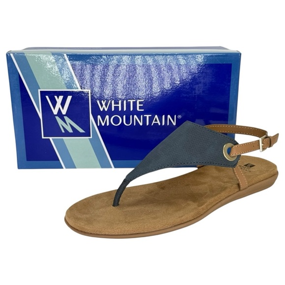 White Mountain London Navy Faux Leather Womens Thong Sandals Size 10M - Picture 12 of 12